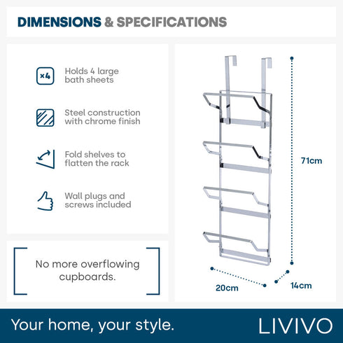 Over Door Towel Holder Rack - Chrome